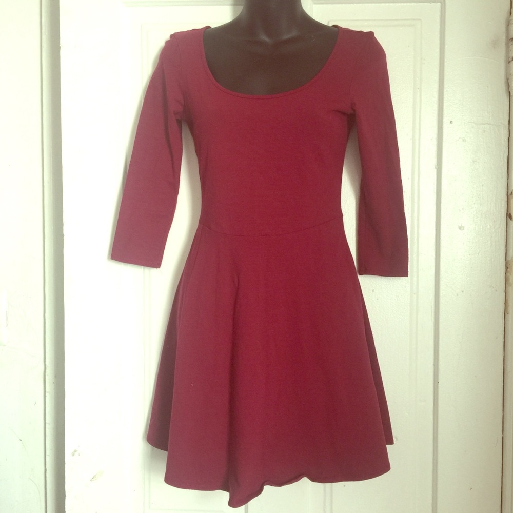 AEO Maroon Skater Dress